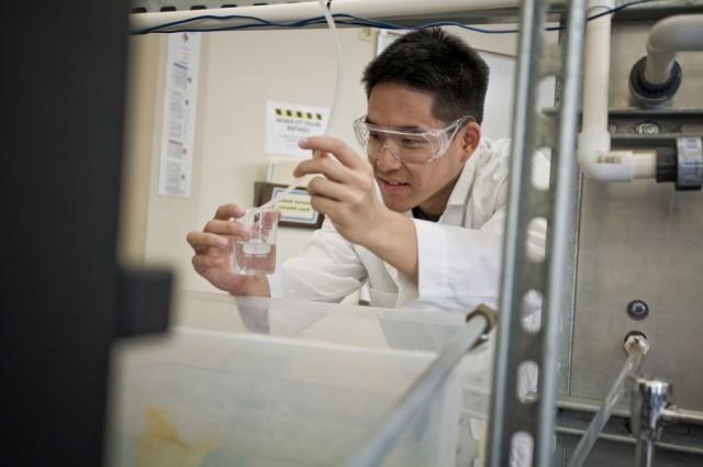 Student in a chemistry lab