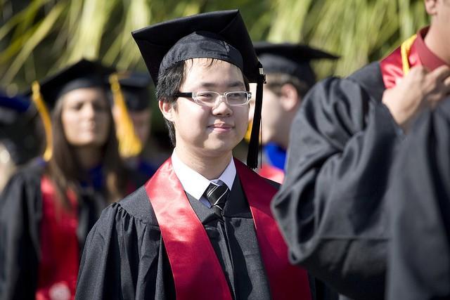 Students in line for graduation