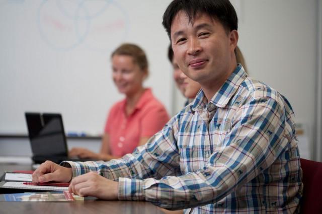 Students smiling in class